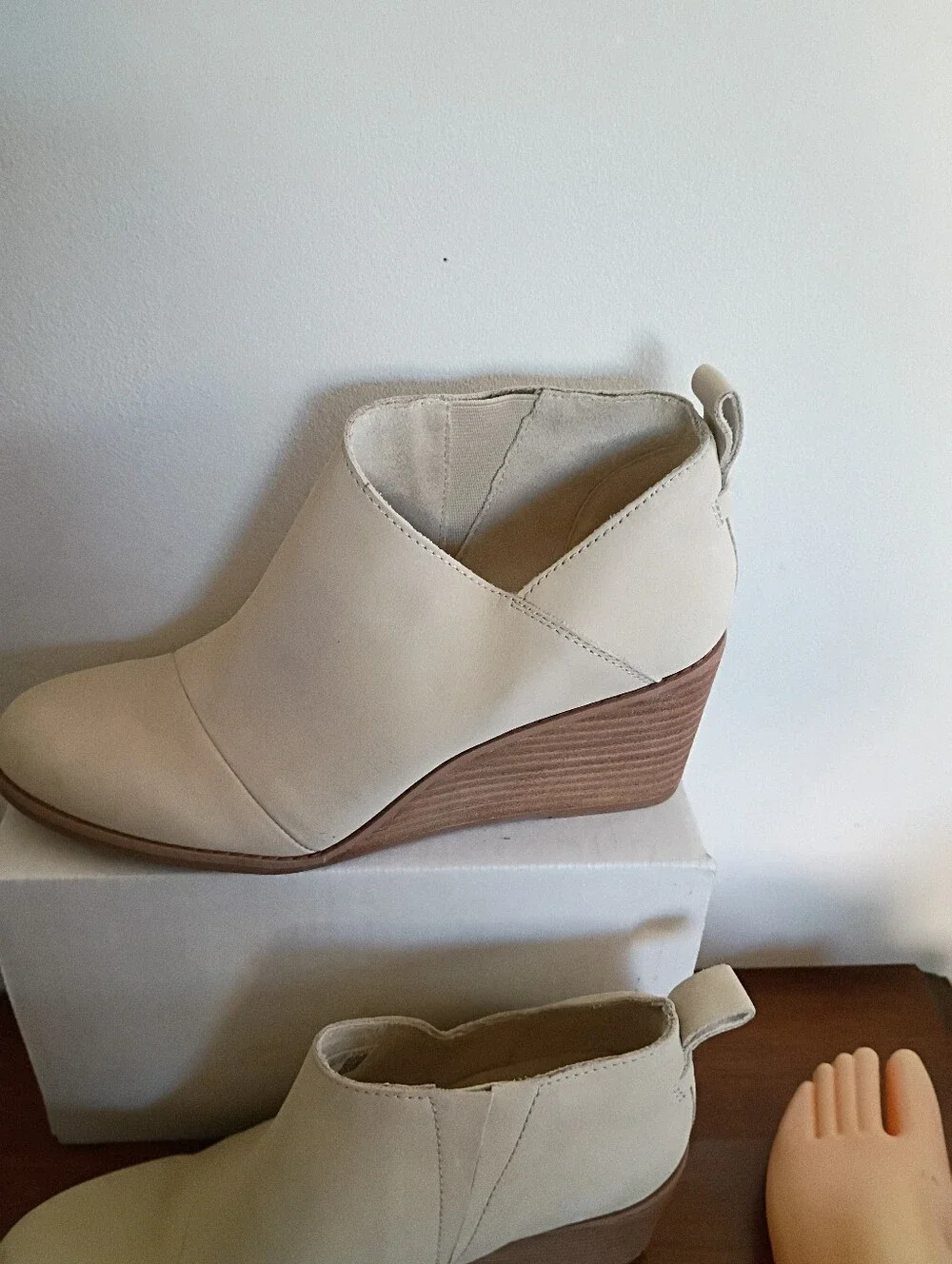 Toms Women’s Cream Wedge Ankle Booties - Stylish Everyday Comfort